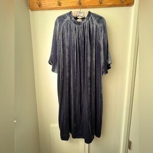 Dark Blue Gathered Silk-Blend Velvet Midi Dress by COS. Size 12